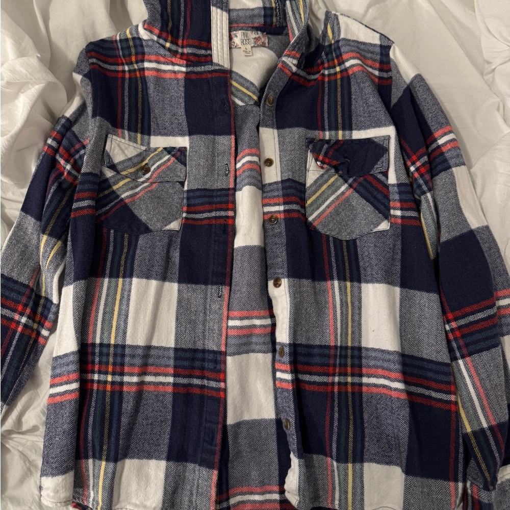 Pink Rose Multicolor Plaid Flannel Shirt